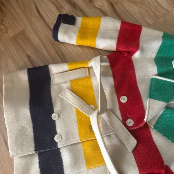 PENDLETON x HUDSON'S BAY | Vintage Wool Coat Jacket Red Yellow Navy Green | XL - Picture 5 of 10